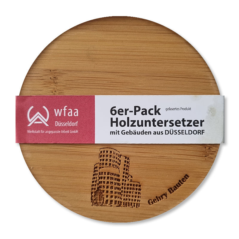 bambus düsseldorf kaufen Holzuntersetzer mit Düsseldorf-Motiven, 6er Pack – Der Düsseldorf-Shop