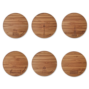 
                  
                    Wooden coasters with Düsseldorf motifs, pack of 6
                  
                